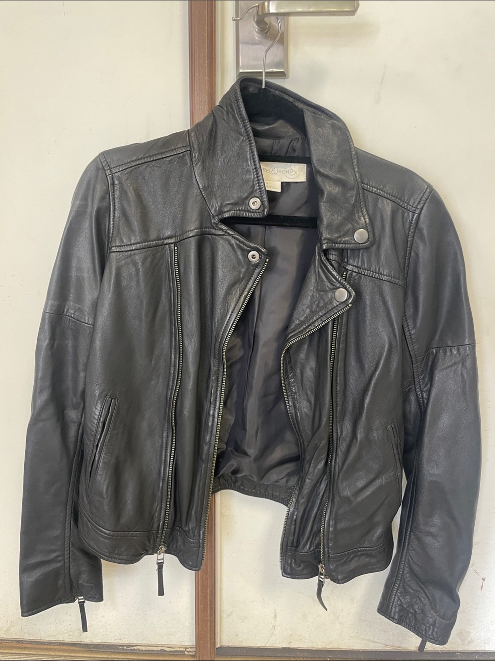 Treasure & Bond Black Leather Moto Jacket